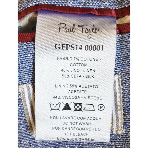 Paul Taylor Mens Linen Cotton Silk Blend Blue Heather Blazer Jacket Sprotscoat - Picture 6 of 14